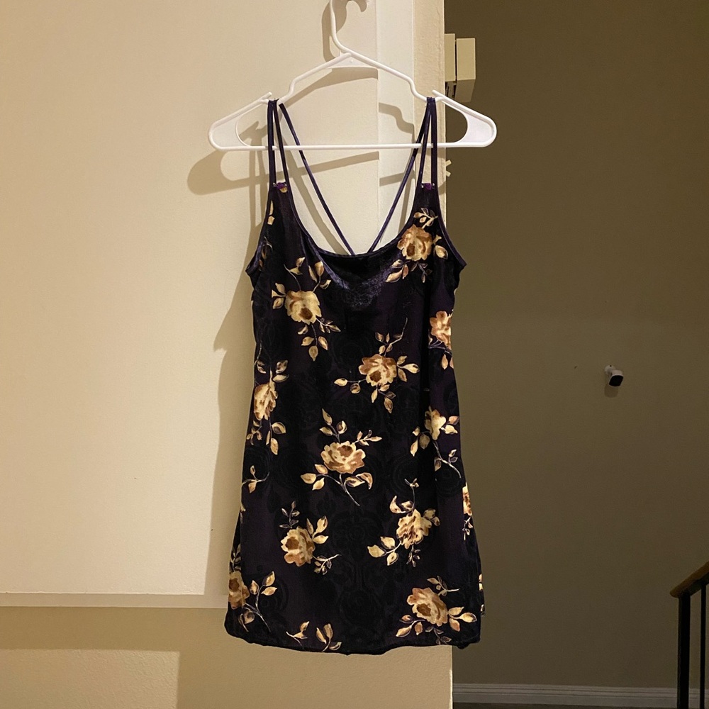 Expressions by California dynasty vintage purple floral mini dress, size S